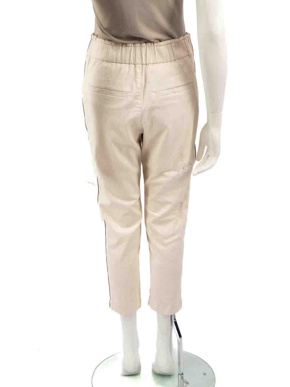 Brunello Cucinelli Beige Beaded Tapered Trousers Size S im Zustand „Gut“ im Angebot in London, GB