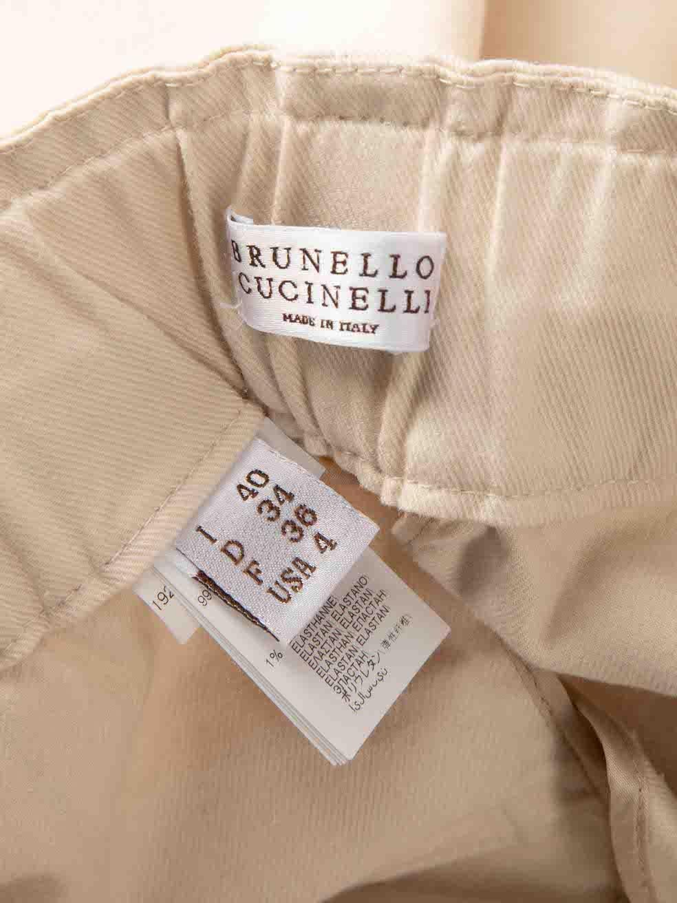 Brunello Cucinelli Beige Beaded Tapered Trousers Size S Damen im Angebot