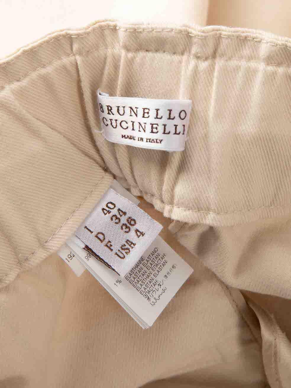 Women's Brunello Cucinelli Beige Beaded Tapered Trousers Size S For Sale