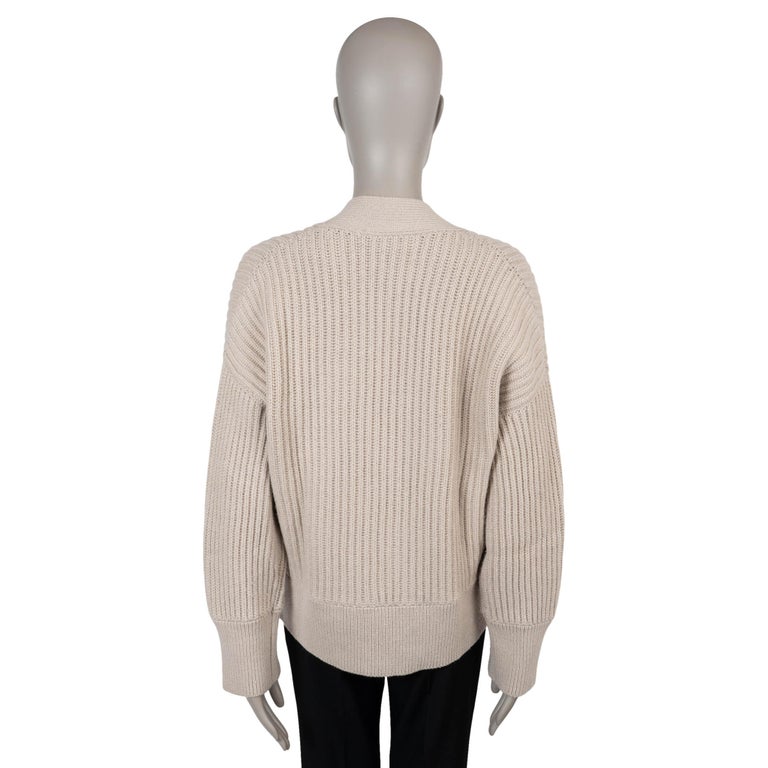 Pull Femme Brunello Cucinelli – Cachemire Et Soie Beige, Perles, Taille XS, Manches Dolman, Style Italien Chic