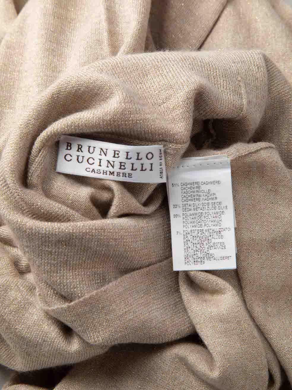 Women's Brunello Cucinelli Beige Cashmere Glitter Jumper Size L For Sale