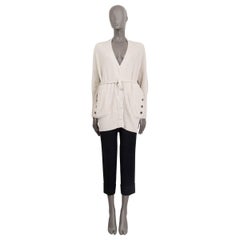 BRUNELLO CUCINELLI beige cotton RIB BELTED Cardigan Sweater S