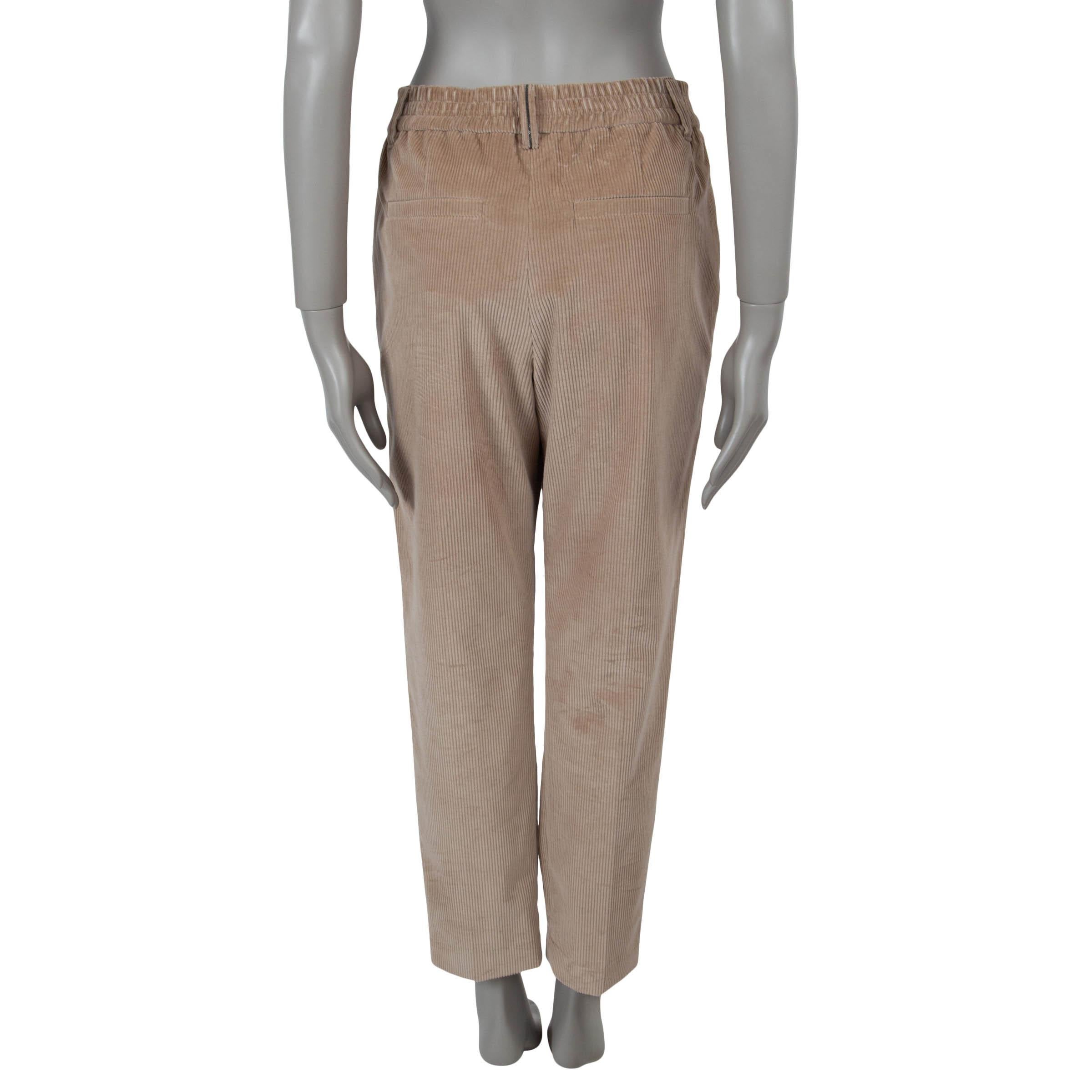Beige BRUNELLO CUCINELLI beige cotton STRAIGHT CORDUROY Pants 40 S For Sale