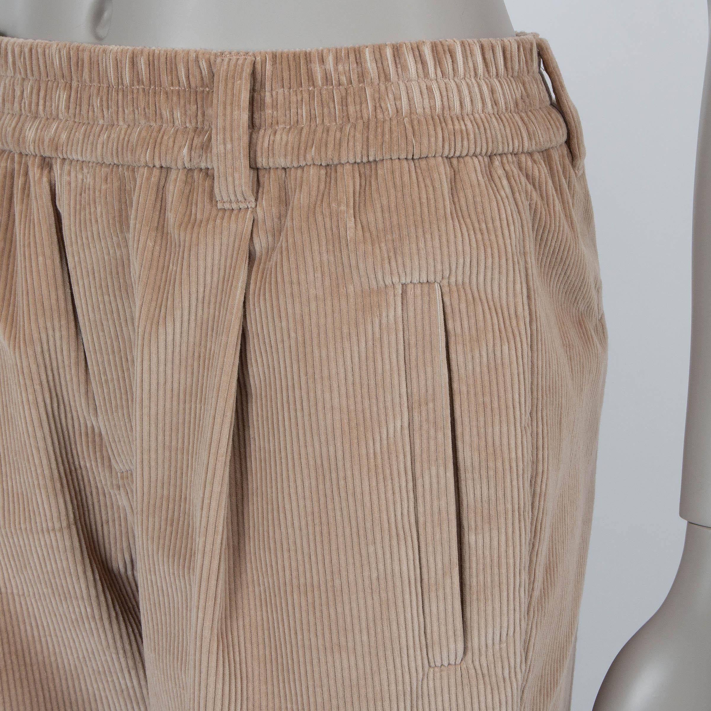 BRUNELLO CUCINELLI beige cotton STRAIGHT CORDUROY Pants 40 S In Excellent Condition For Sale In Zürich, CH