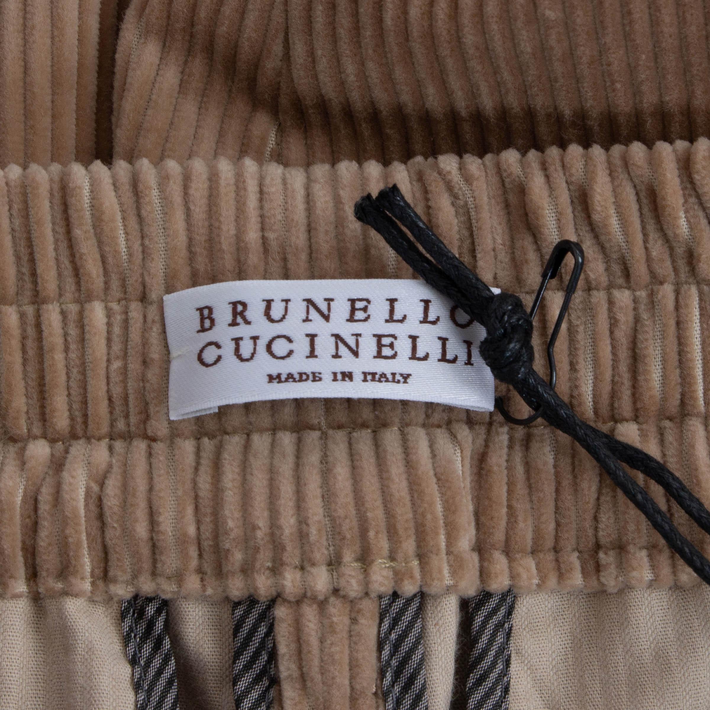 BRUNELLO CUCINELLI beige cotton STRAIGHT CORDUROY Pants 40 S For Sale 1