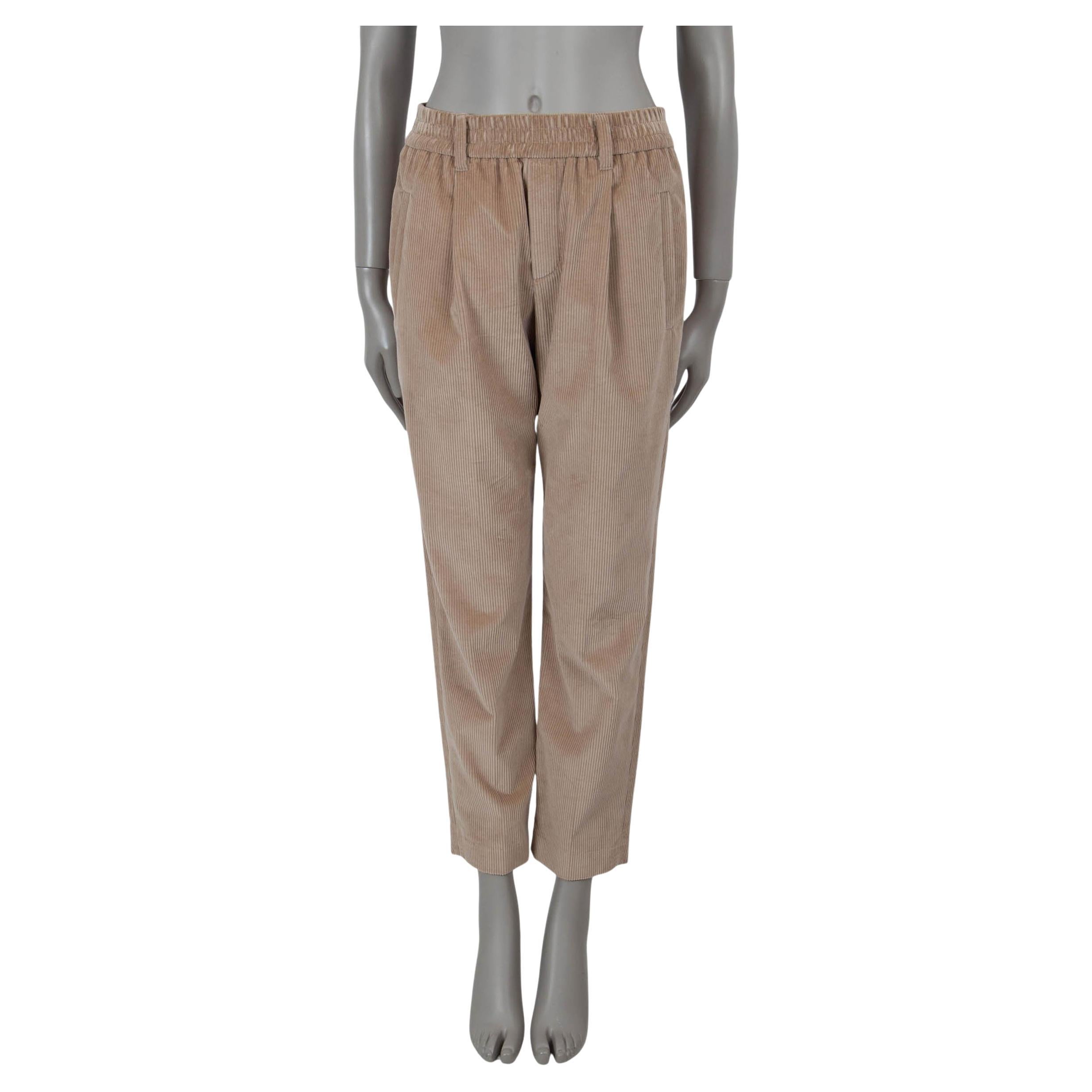 BRUNELLO CUCINELLI beige cotton STRAIGHT CORDUROY Pants 40 S