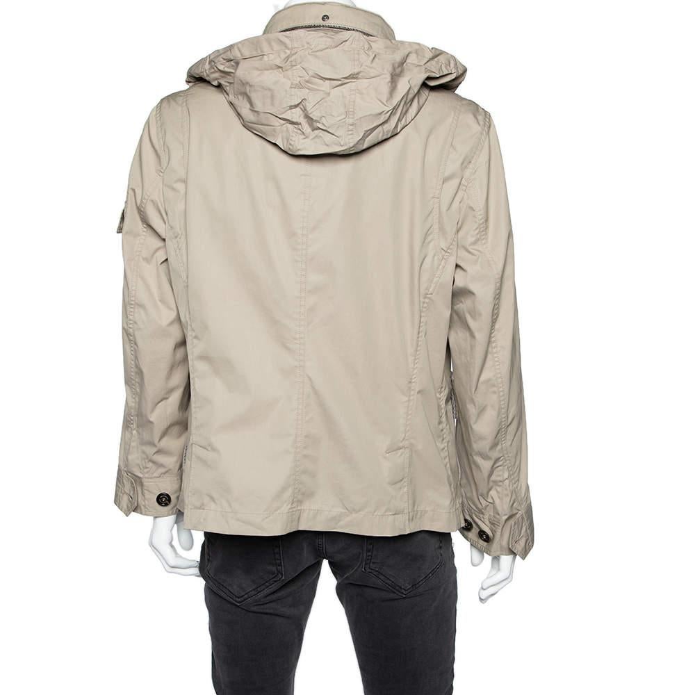 Women's Brunello Cucinelli Beige Cotton & Synthetic Hooded Cargo Jacket XL For Sale