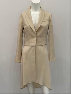 Brunello Cucinelli Beige Cotton with Chiffon Bottom Long Jacket - Sz 38