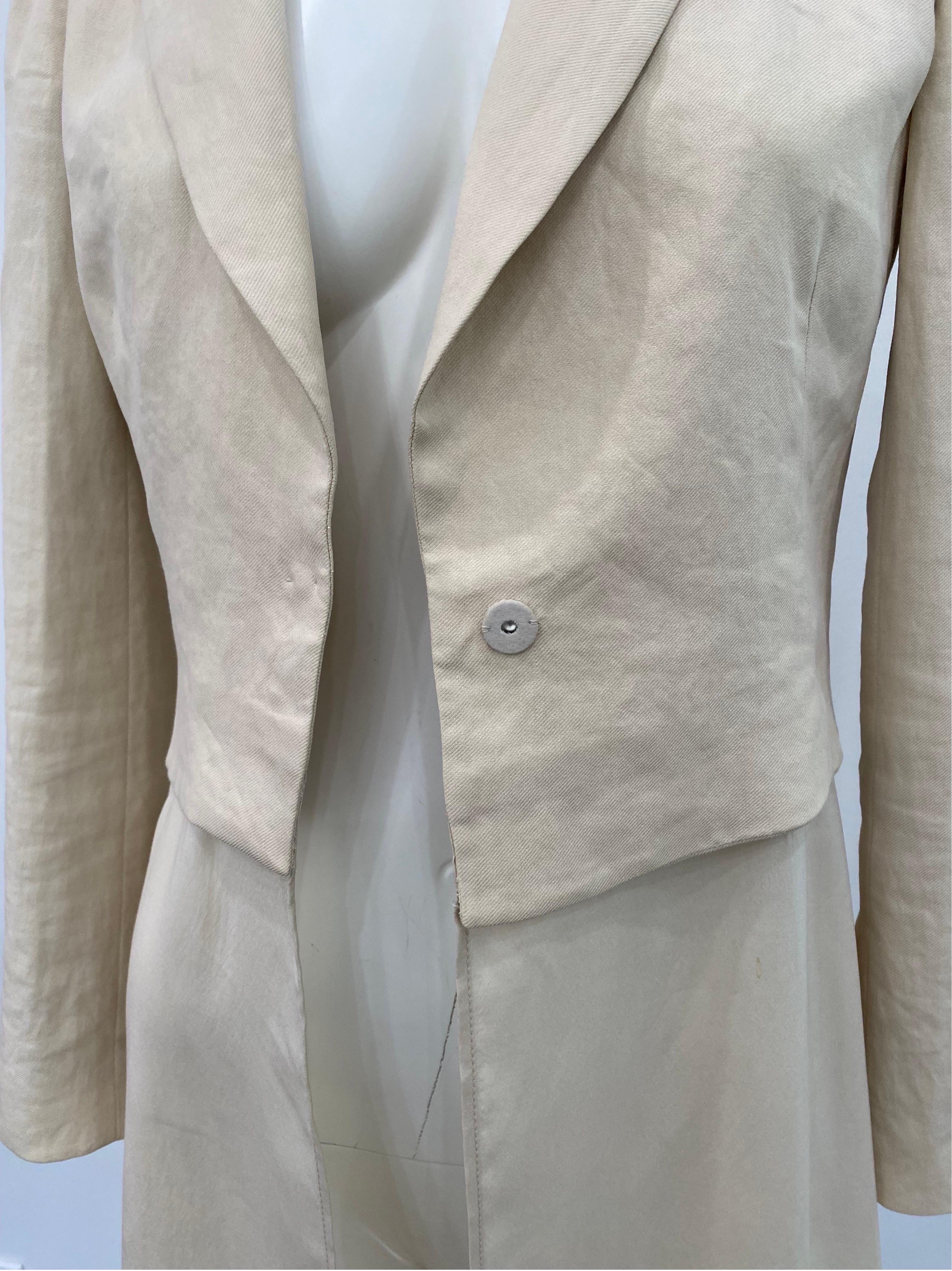 Brunello Cucinelli Beige Cotton with Chiffon Bottom Long Jacket - Sz 38 For Sale 2