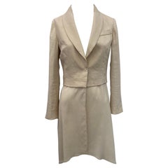 Veste longue Brunello Cucinelli en coton beige avec fond en mousseline de soie - Taille 38