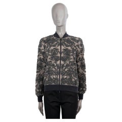 BRUNELLO CUCINELLI beige & grey SEQUIN EMBROIDERED FLORAL BOMBER Jacket XS