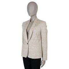BRUNELLO CUCINELLI beige linen 2016 STRIPED KNIT Blazer Jacket 42 M