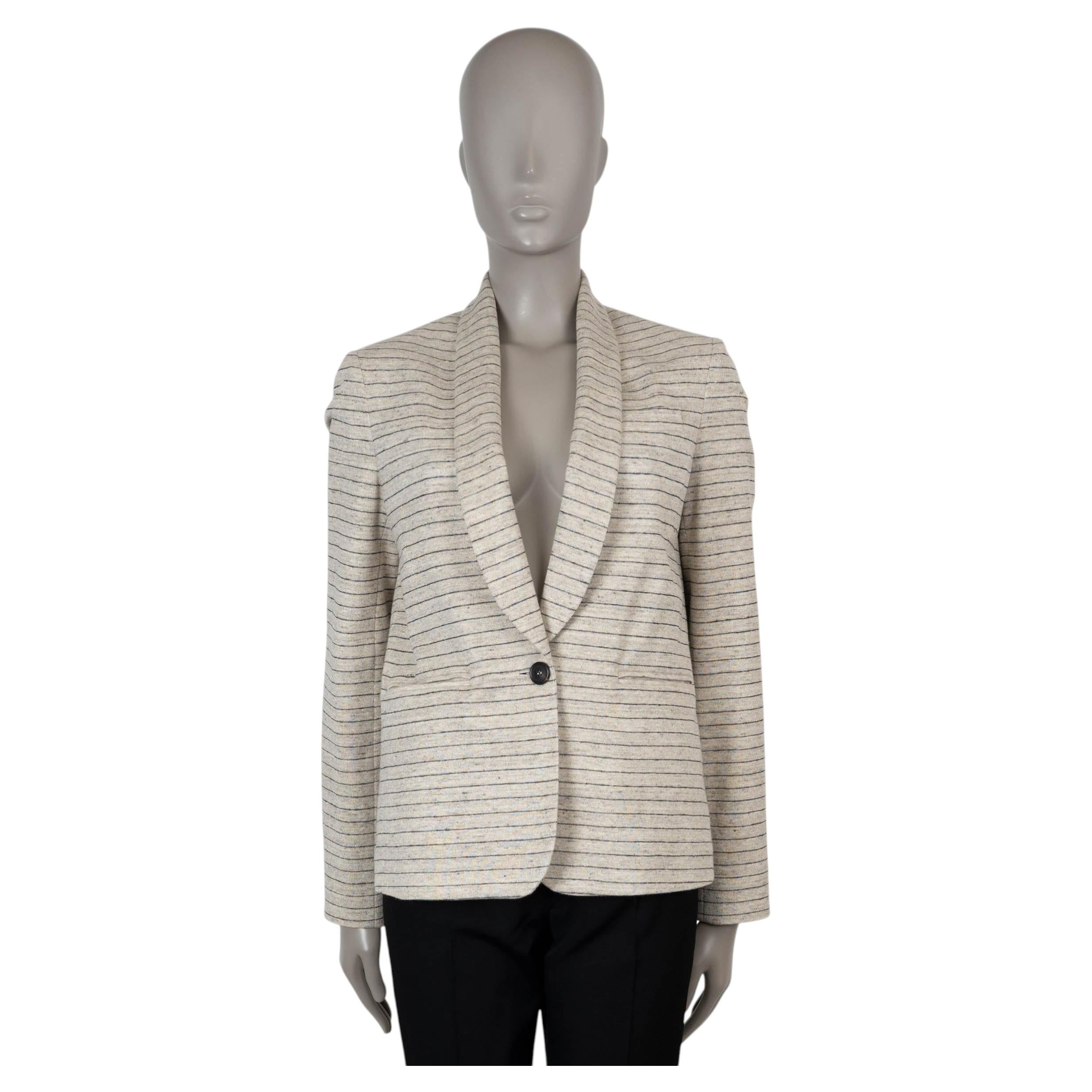 BRUNELLO CUCINELLI Chaqueta blazer de punto de rayas 2016 de lino beige 42 M