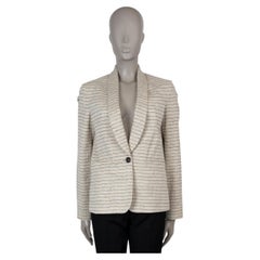BRUNELLO CUCINELLI beige linen 2016 STRIPED KNIT Blazer Jacket 42 M