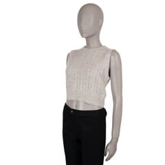 Brunello Cucinelli beige mohair 2021 LUREX CABLE KNIT Maglione Gilet 42 M