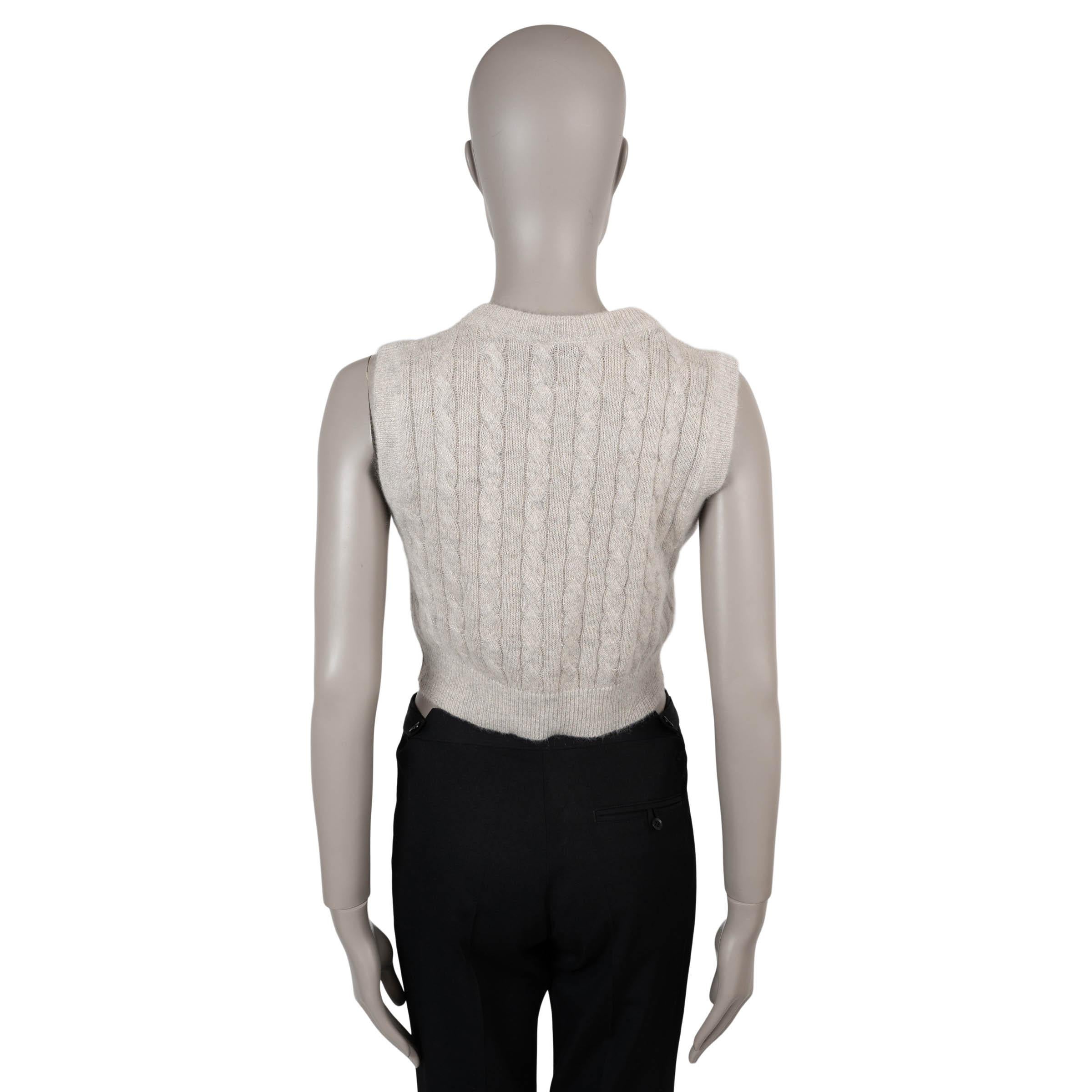BRUNELLO CUCINELLI beige Mohair 2021 LUREX CABLE KNIT Pullover Weste 42 M (Beige) im Angebot