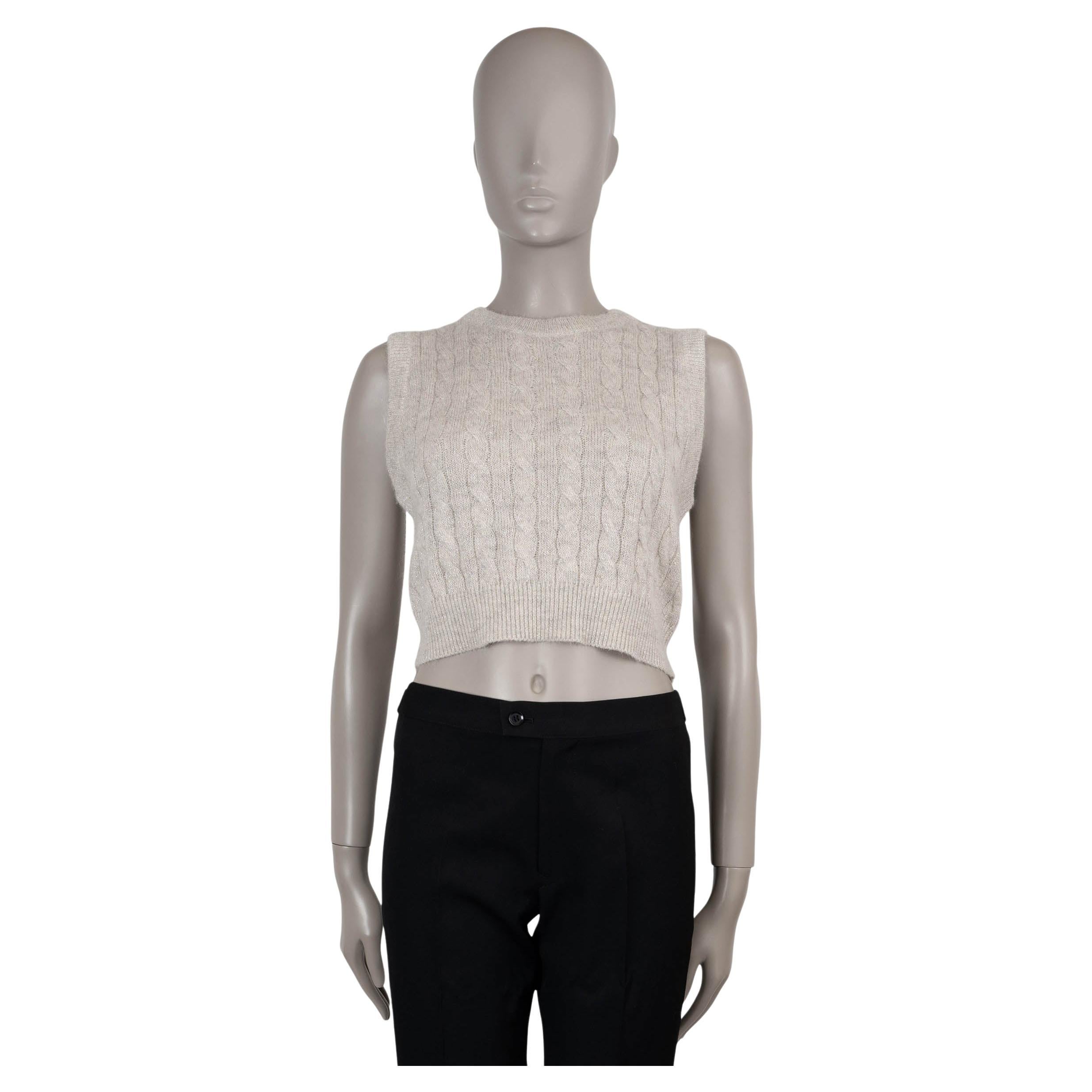 BRUNELLO CUCINELLI beige Mohair 2021 LUREX CABLE KNIT Pullover Weste 42 M im Angebot