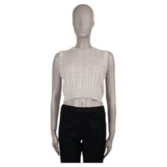BRUNELLO CUCINELLI beige mohair 2021 LUREX CABLE KNIT Sweater Vest 42 M
