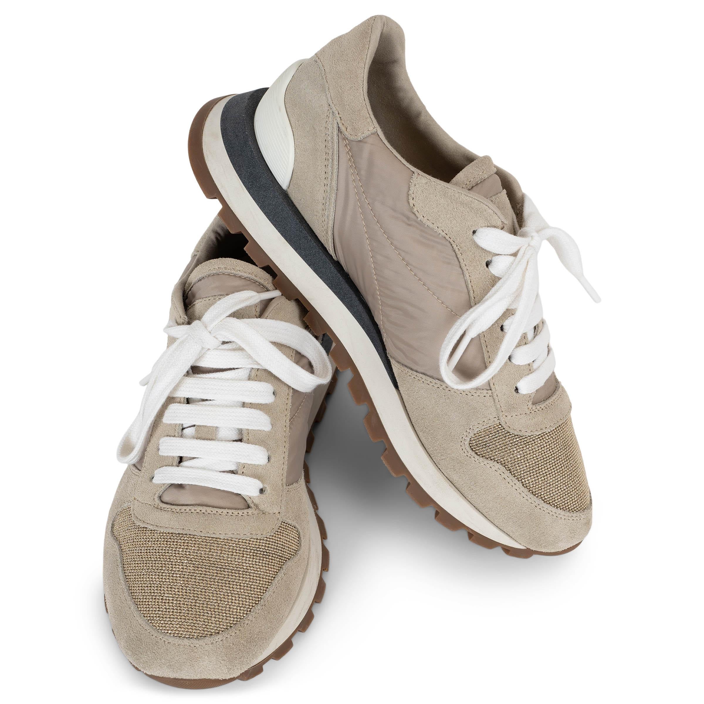 BRUNELLO CUCINELLI beige nylon y ante 2020 MONILI Zapatillas Zapatos 38 en venta 1