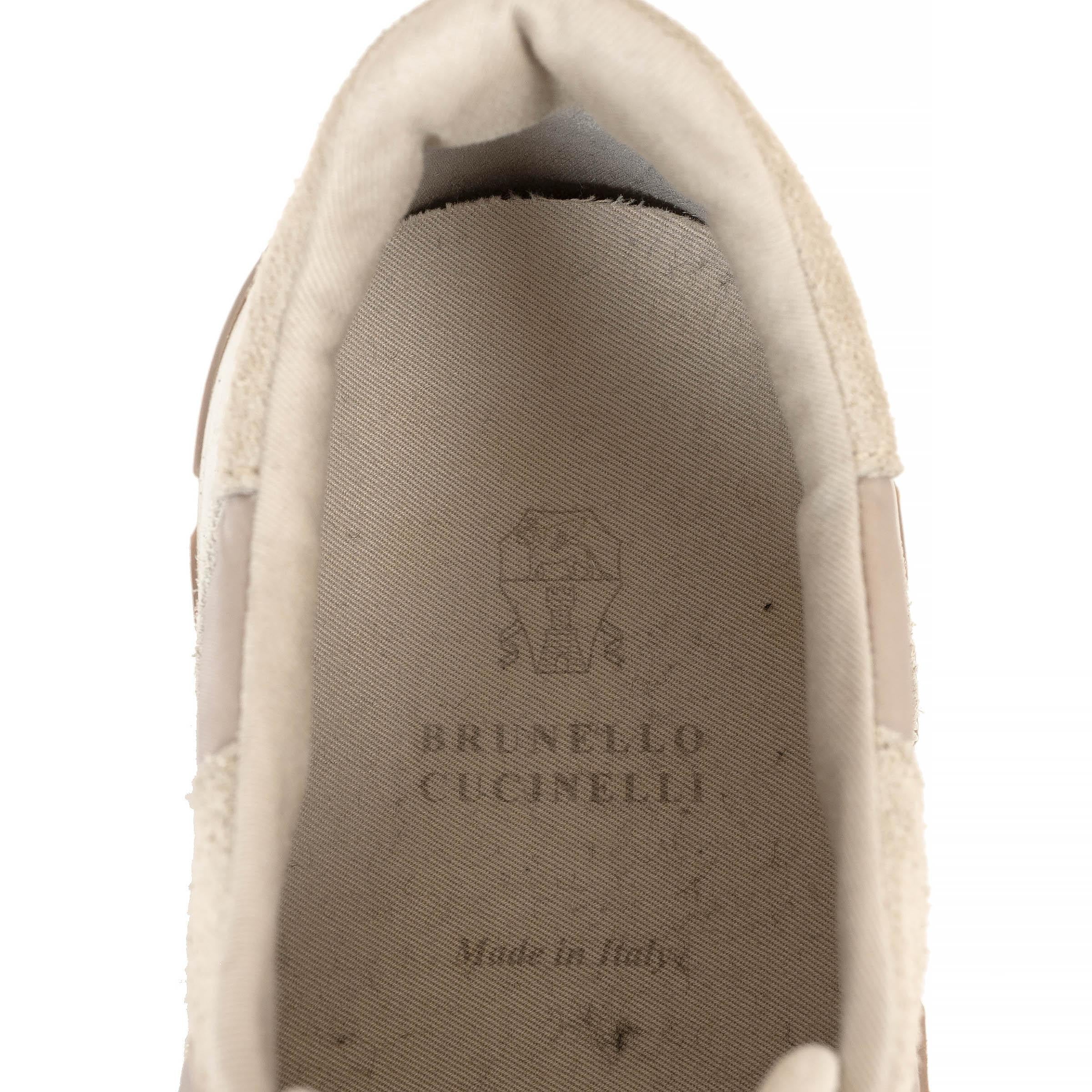 BRUNELLO CUCINELLI beige nylon y ante 2020 MONILI Zapatillas Zapatos 38 en venta 2