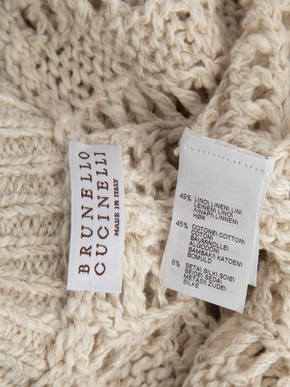 Women's Brunello Cucinelli Beige Open Knit Poncho Size S For Sale