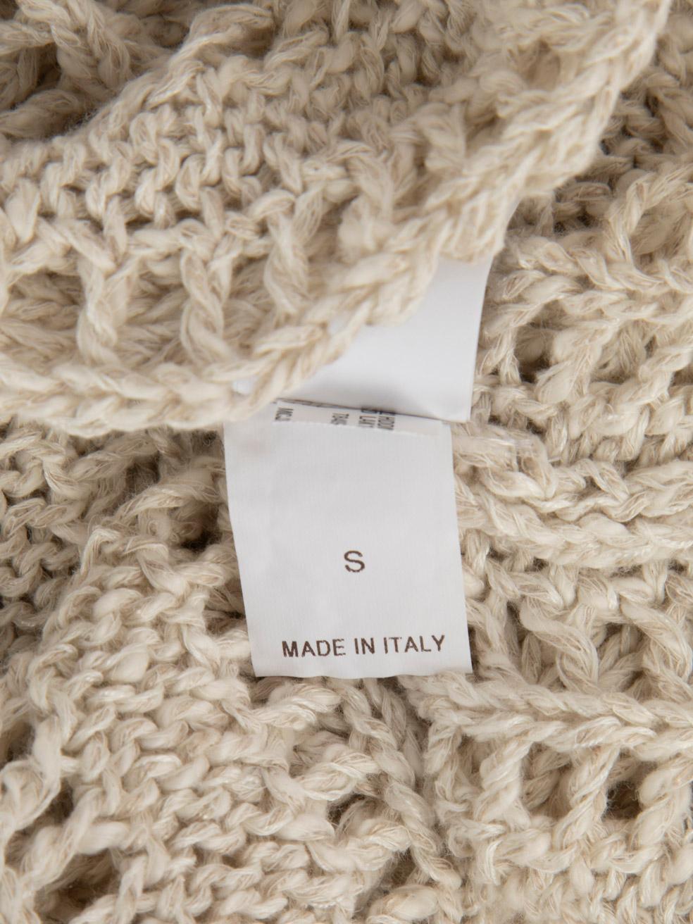 Brunello Cucinelli Beige Open Knit Poncho Size S For Sale 1