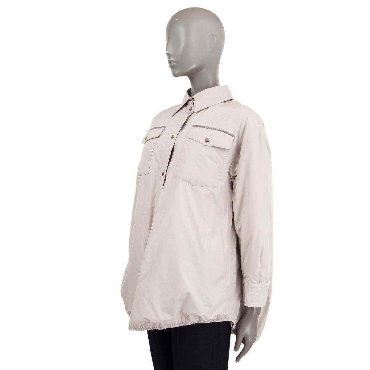 Beige BRUNELLO CUCINELLI beige polyester MONILI CHAIN OVERSIZED PADDED Jacket 36 XXS For Sale