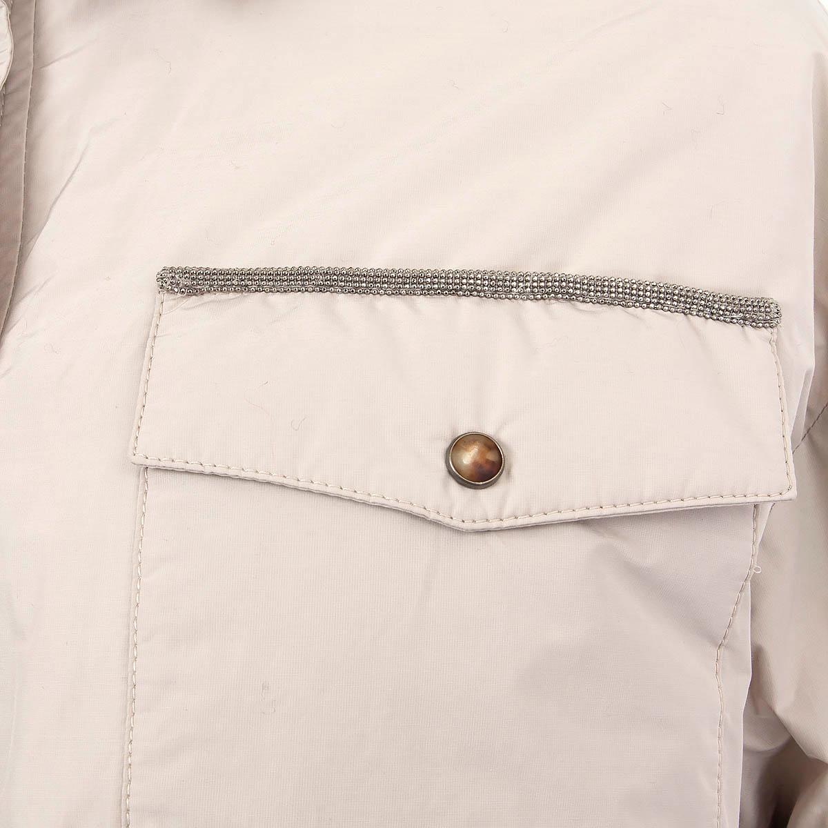 BRUNELLO CUCINELLI beige polyester MONILI CHAIN OVERSIZED PADDED Jacket 36 XXS For Sale 1