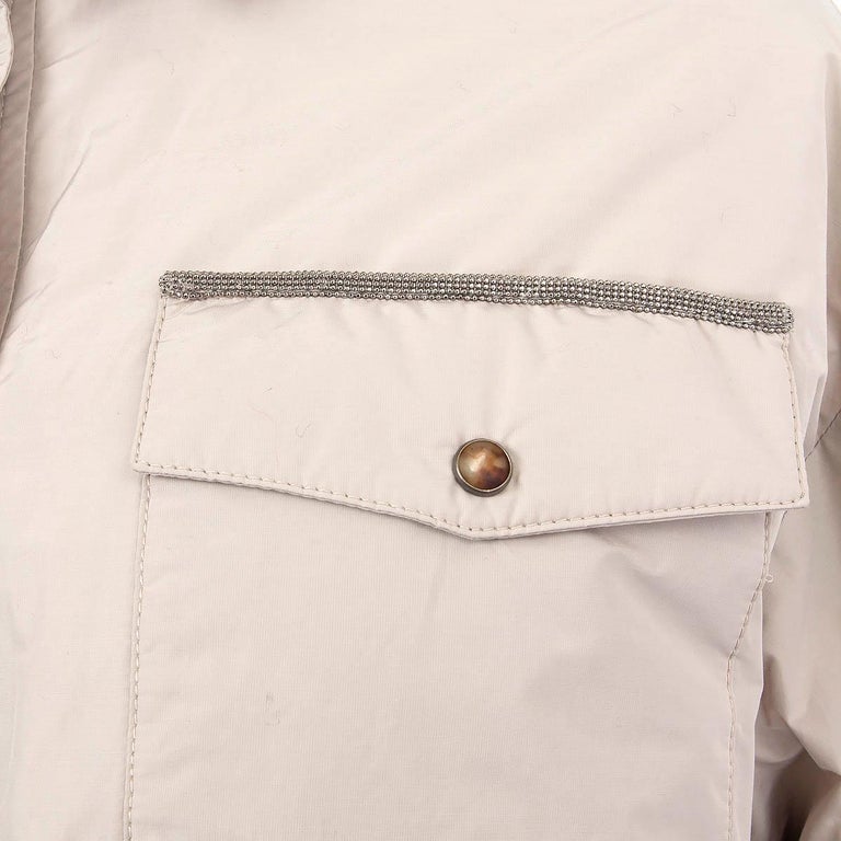 Pull En Cachemire Brunello Cucinelli Ivoire Avec Bordure Monili - Taille XXS, Occasion Parfait état