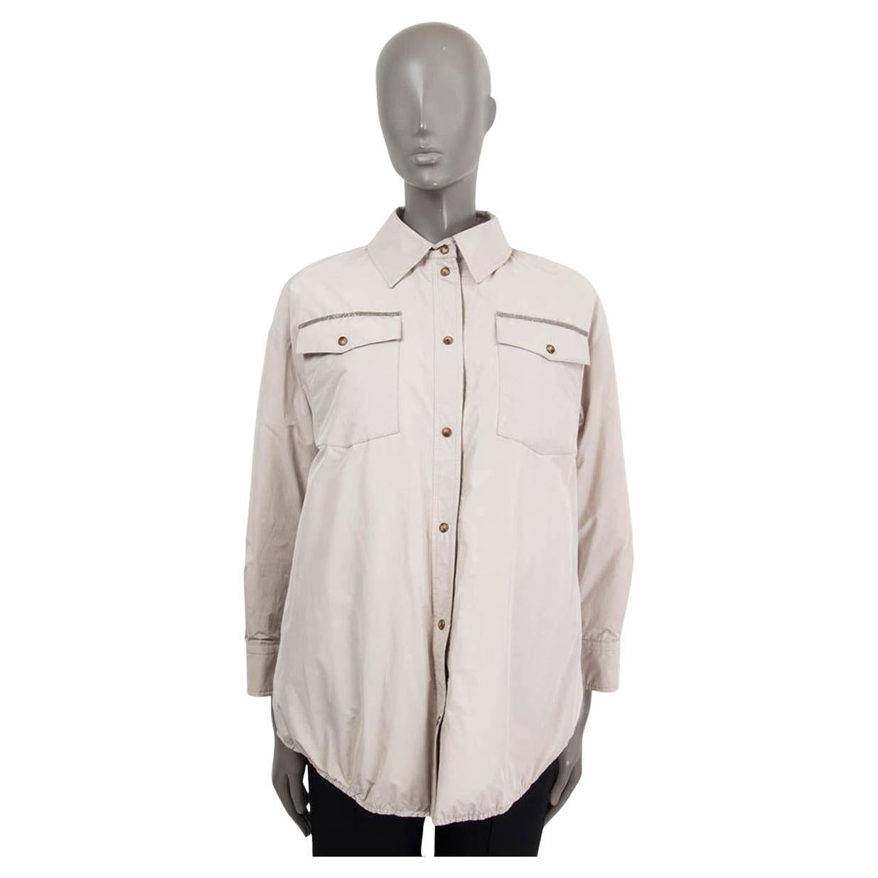 BRUNELLO CUCINELLI beige polyester MONILI CHAIN OVERSIZED PADDED Jacket 36 XXS For Sale