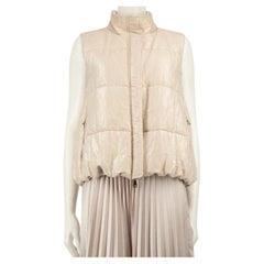Brunello Cucinelli Beige gesteppte Puffer vergoldete Größe S