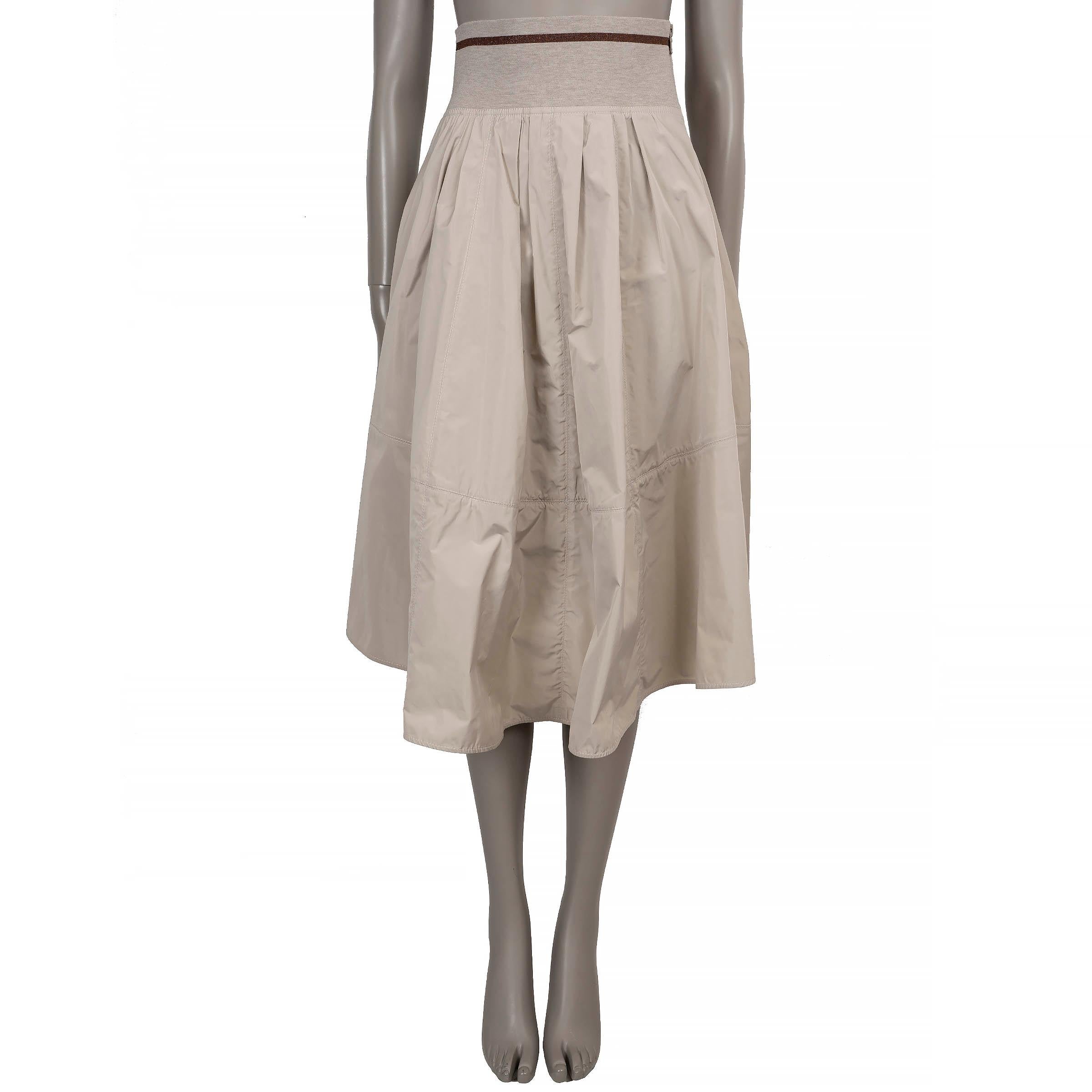 BRUNELLO CUCINELLI beige mezcla de seda 2020 TAFFETA FLARED Falda 40 S en Excelente estado para la venta en Zürich, CH