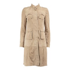 Brunello Cucinelli Beige Suede Mid-Length Coat Size M