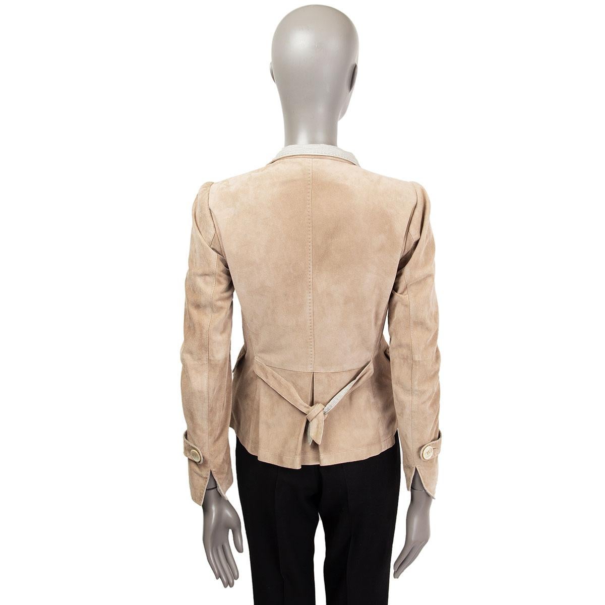 Beige BRUNELLO CUCINELLI beige suede Single Breasted Blazer Jacket 42 M