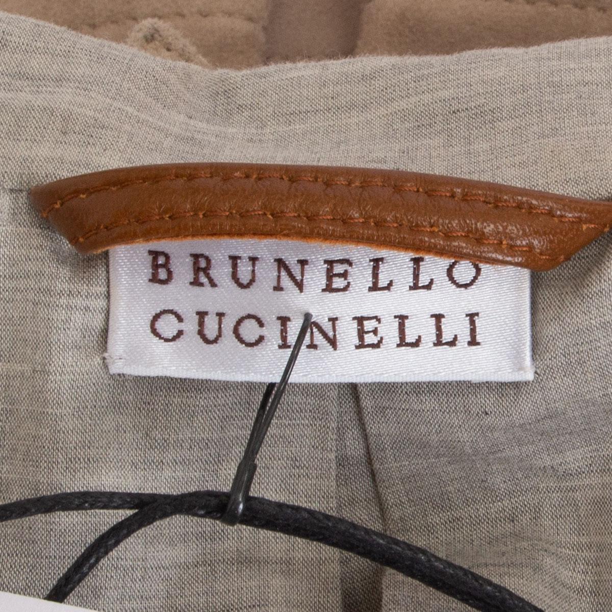 BRUNELLO CUCINELLI beige suede Single Breasted Blazer Jacket 42 M In Excellent Condition In Zürich, CH