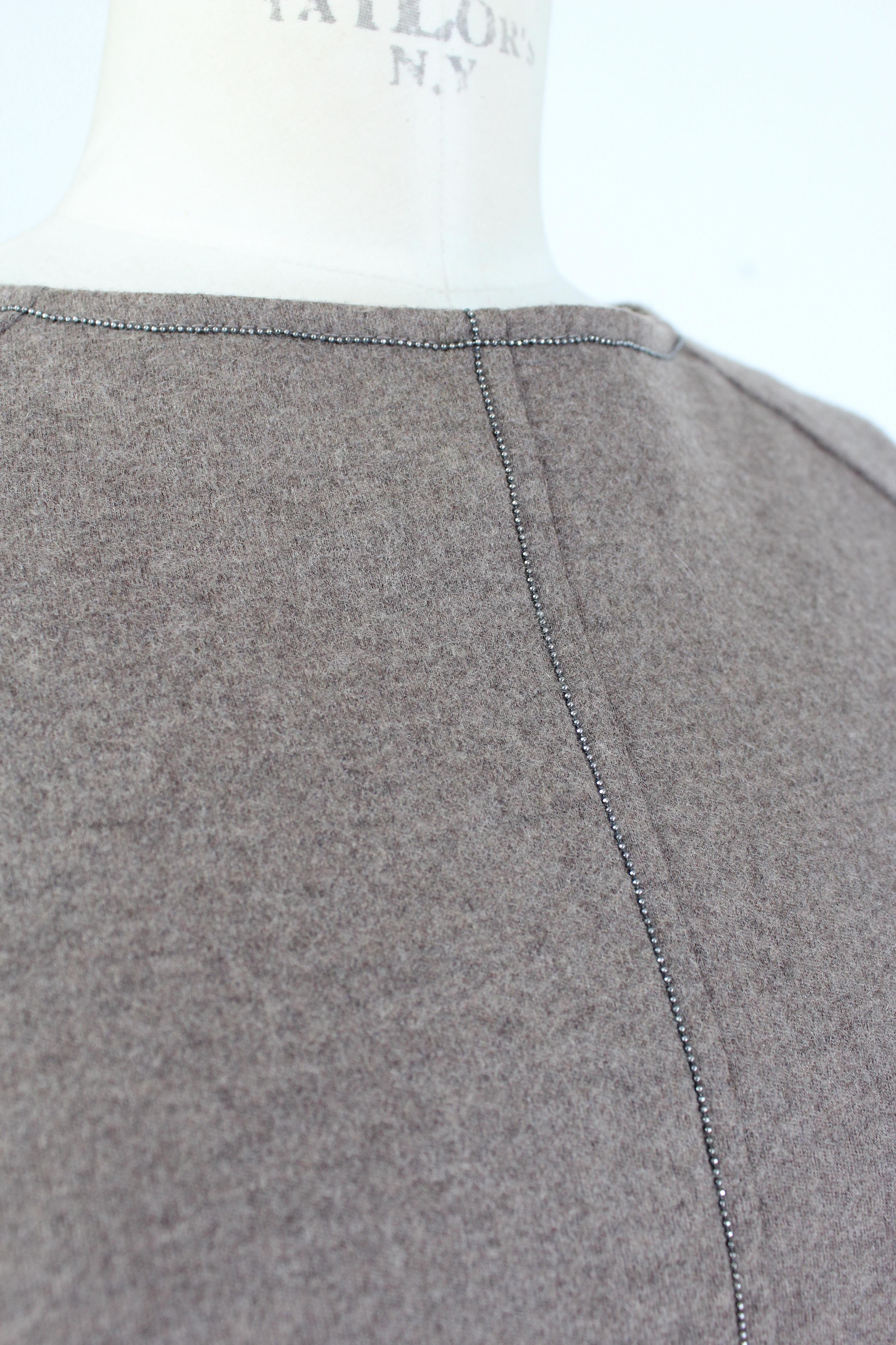 Brunello Cucinelli Beige Wool Strass Sweater Dress In Excellent Condition In Brindisi, Bt