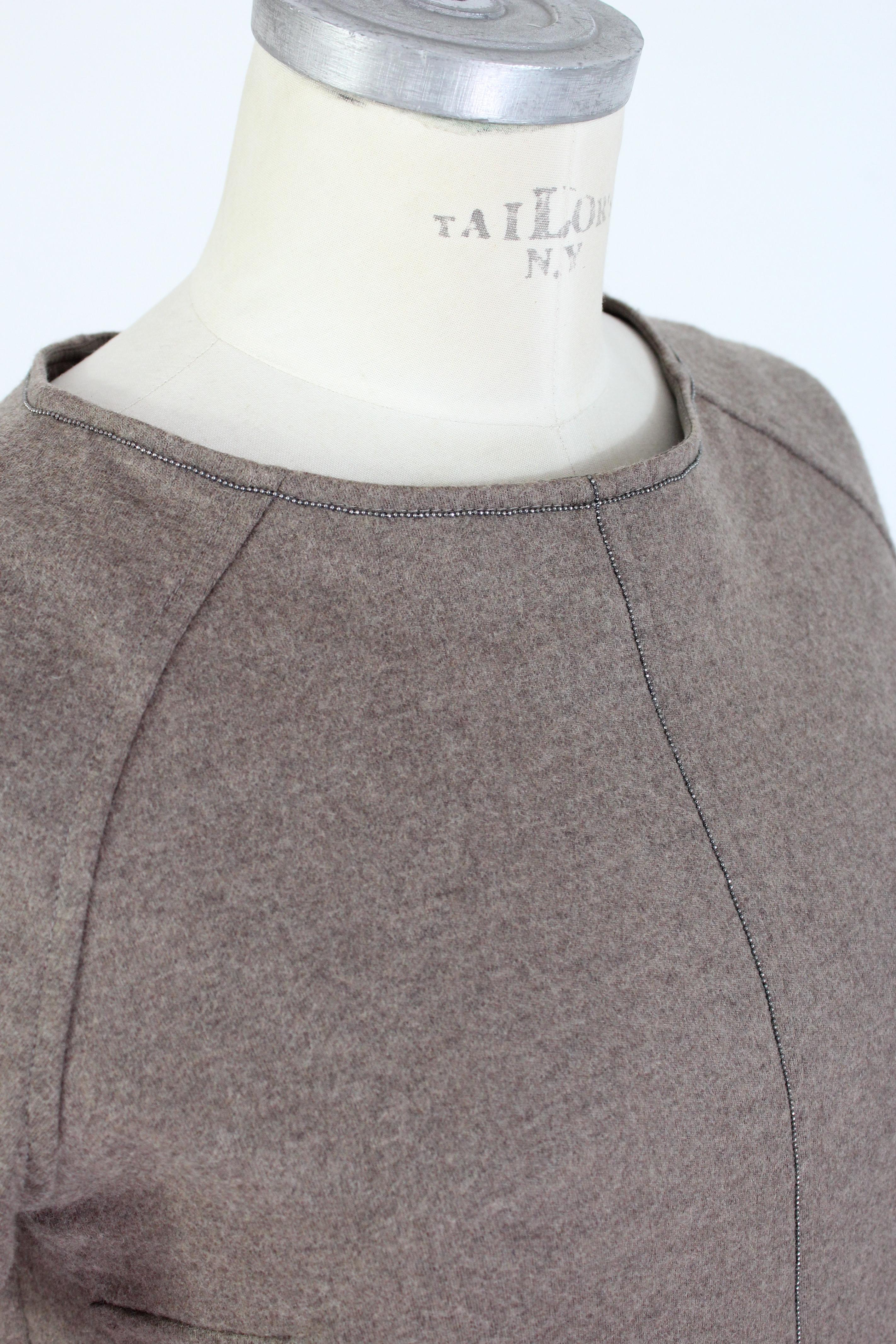 Women's Brunello Cucinelli Beige Wool Strass Sweater Dress