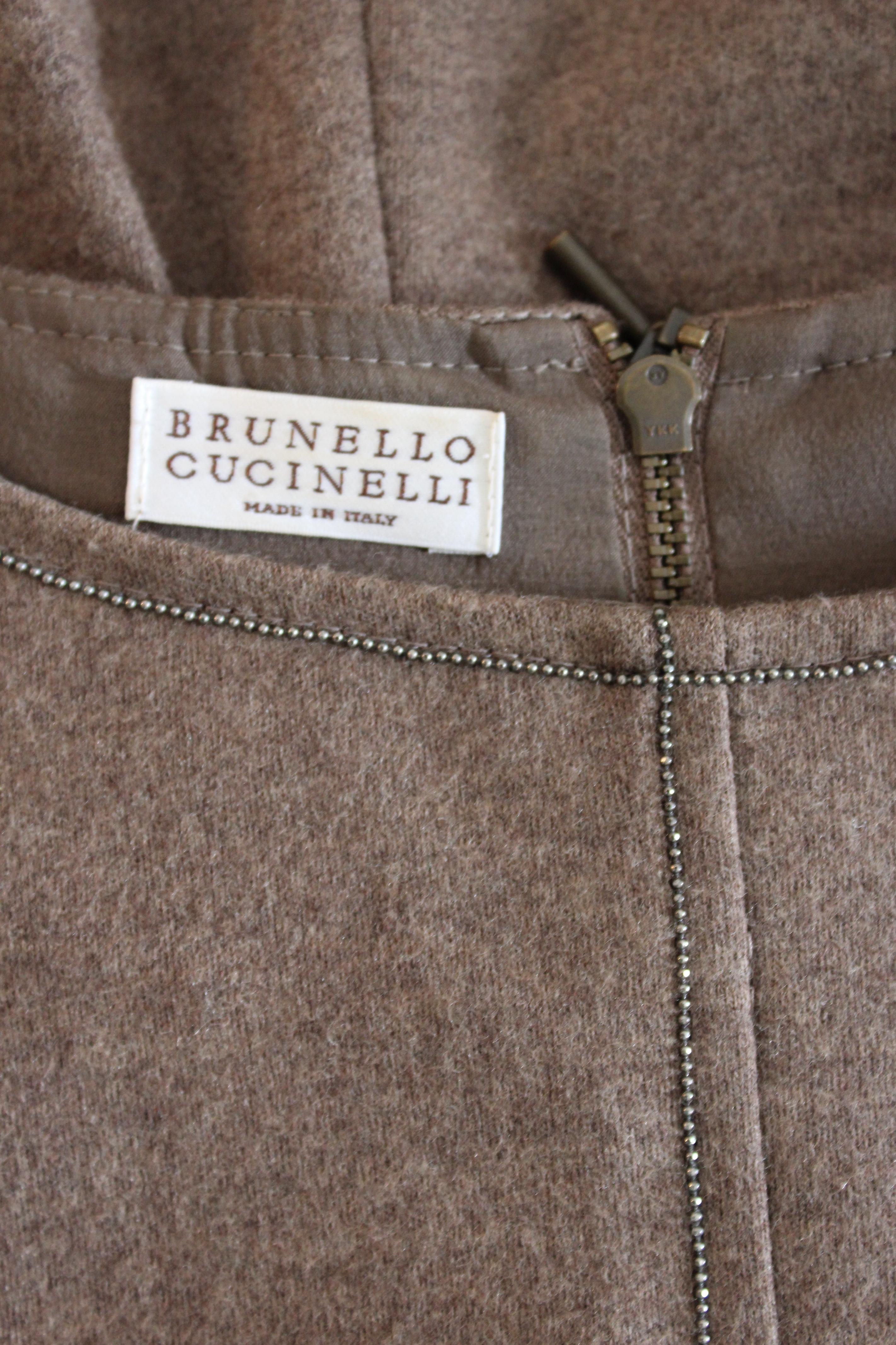 Brunello Cucinelli Beige Wool Strass Sweater Dress 1