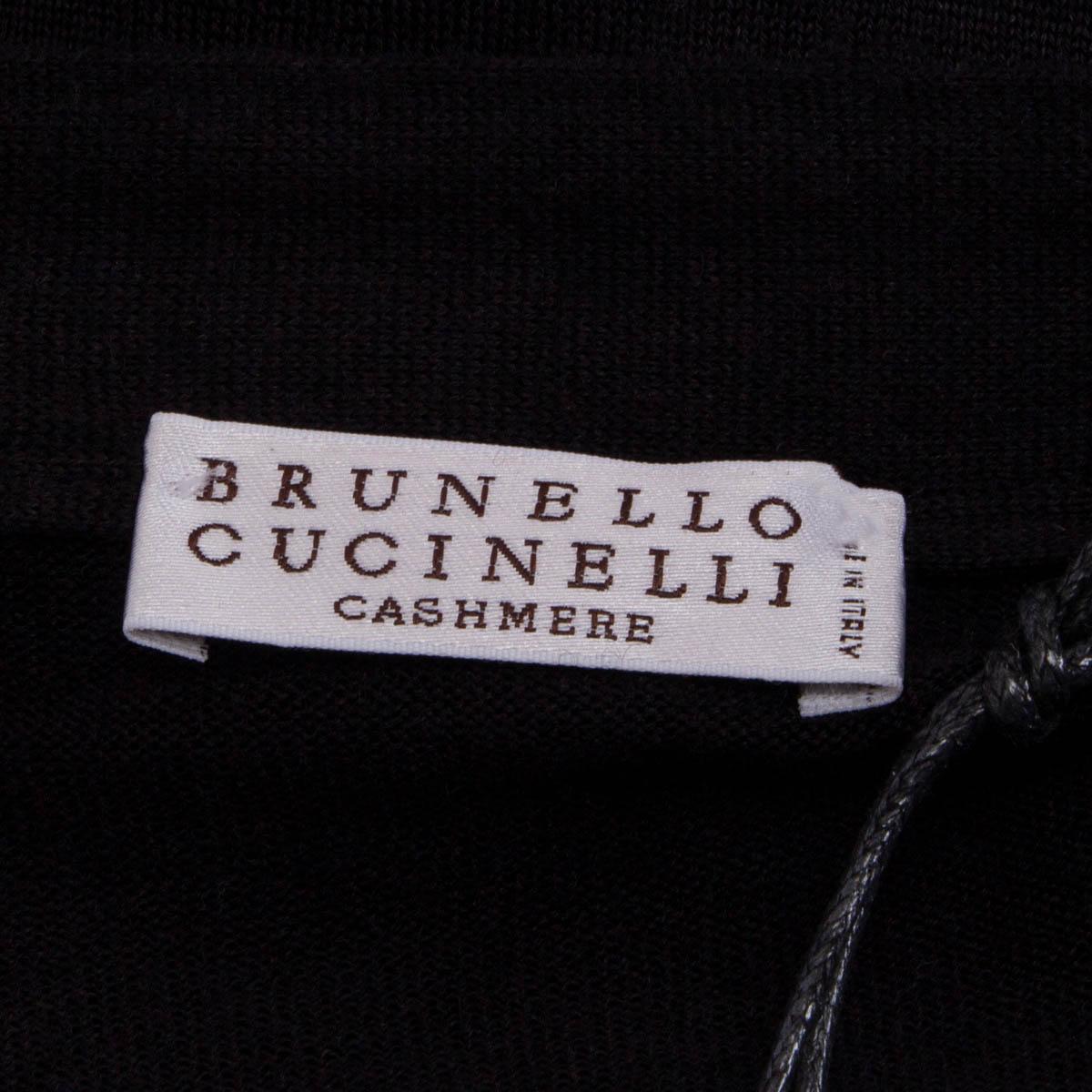 BRUNELLO CUCINELLI black cashmere BEAD EMBELLISHED Cardigan Sweater S For Sale 1