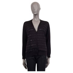 BRUNELLO CUCINELLI black cashmere BEAD EMBELLISHED Cardigan Sweater S