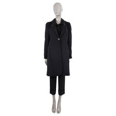 BRUNELLO CUCINELLI black cashmere RIB KNIT COLLAR Coat Jacket M