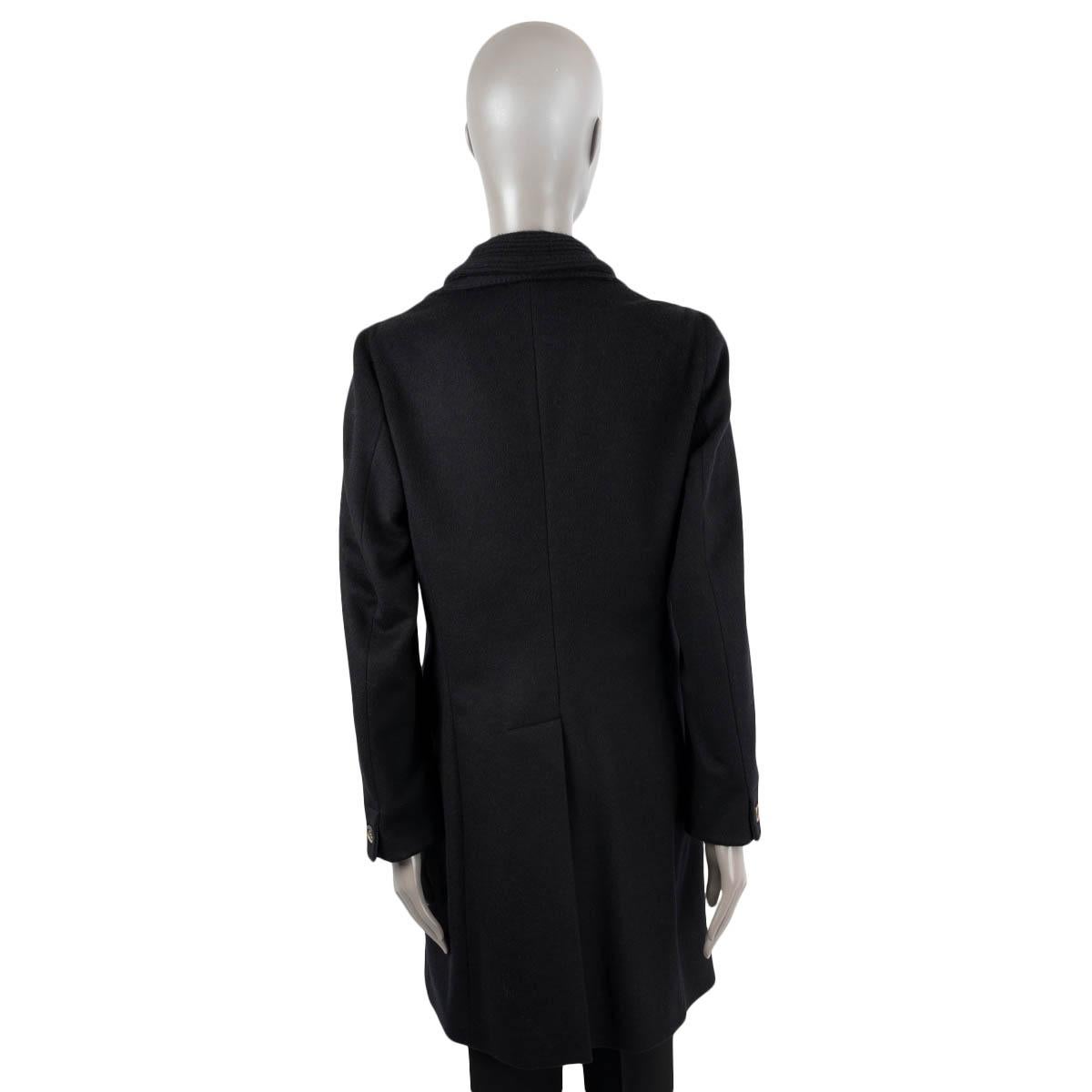 Women's BRUNELLO CUCINELLI black cashmere RIB KNIT COLLAR Coat Jacket M For Sale