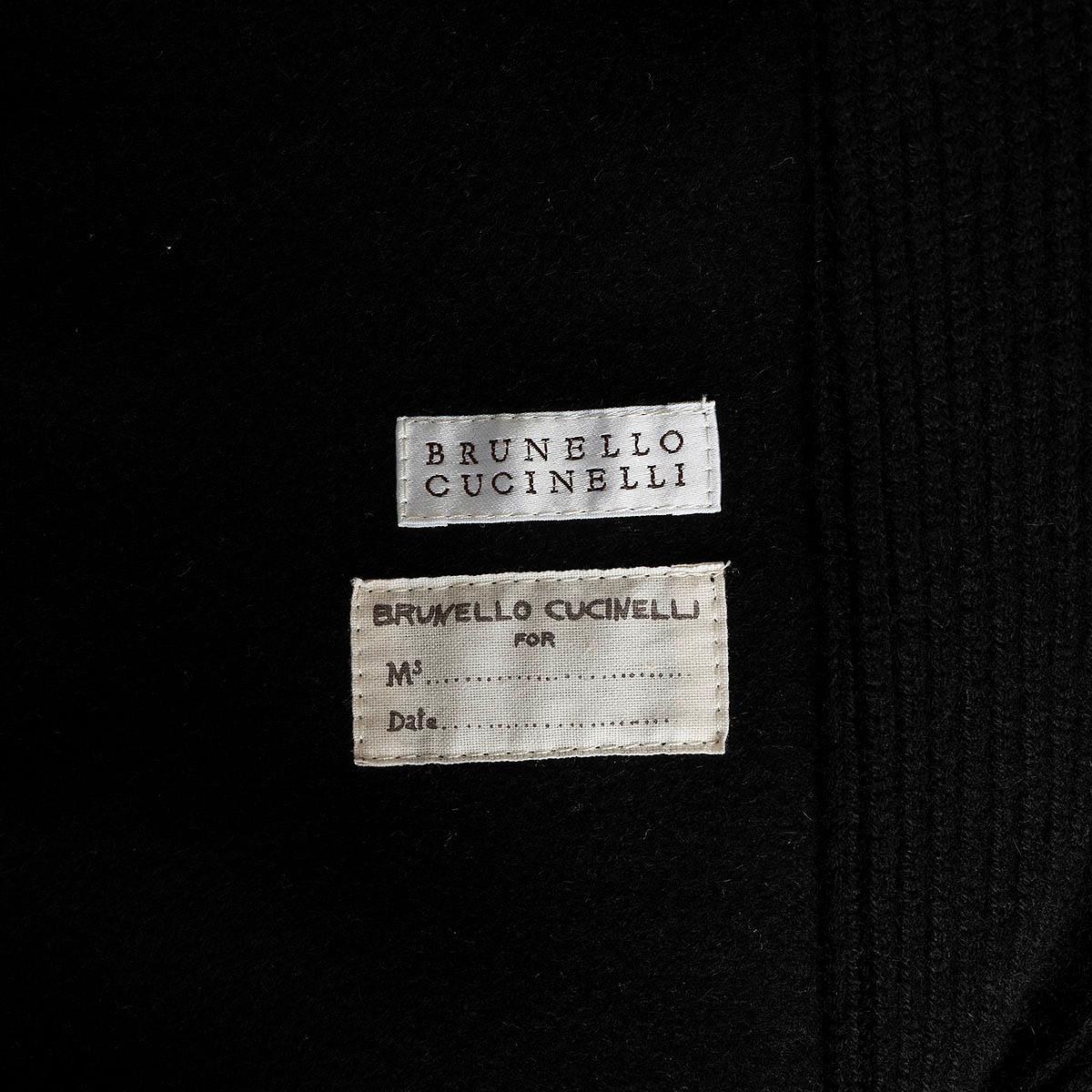 BRUNELLO CUCINELLI black cashmere RIB KNIT COLLAR Coat Jacket M For Sale 2