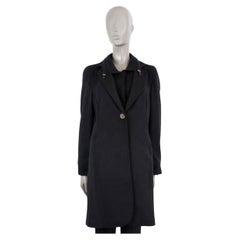 BRUNELLO CUCINELLI black cashmere RIB KNIT COLLAR Coat Jacket M