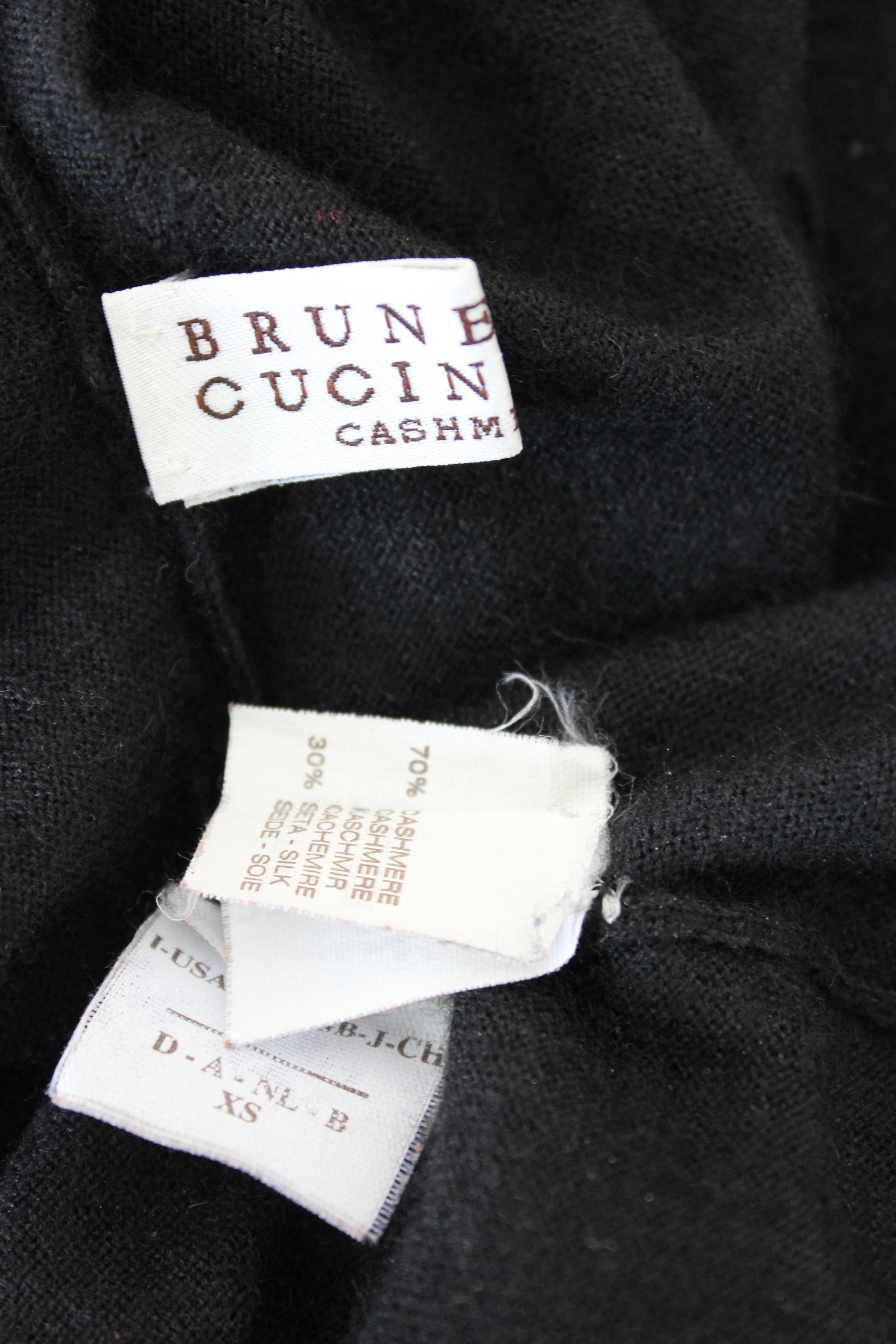 Brunello Cucinelli Black Cashmere Silk Turtleneck Sweater 1