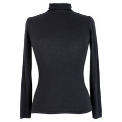 Brunello Cucinelli Black Cashmere Silk Turtleneck Sweater
