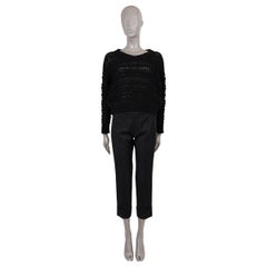 BRUNELLO CUCINELLI black cotton CHUNKY CROCHET KNIT Sweater S