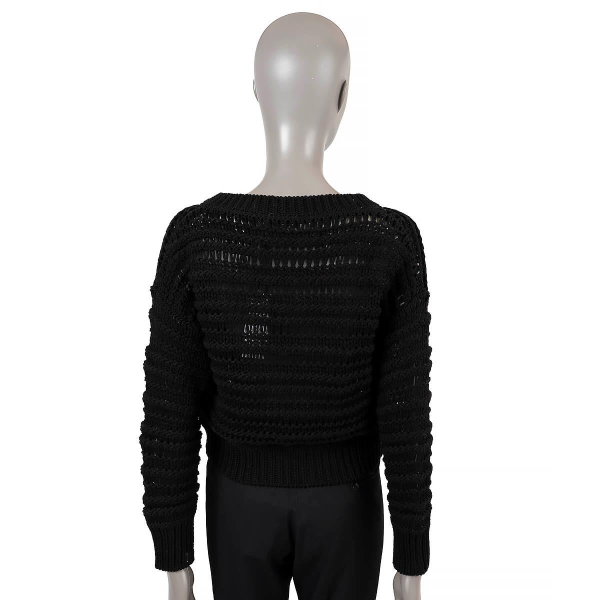 BRUNELLO CUCINELLI black cotton CHUNKY CROCHET KNIT Sweater S For Sale 2