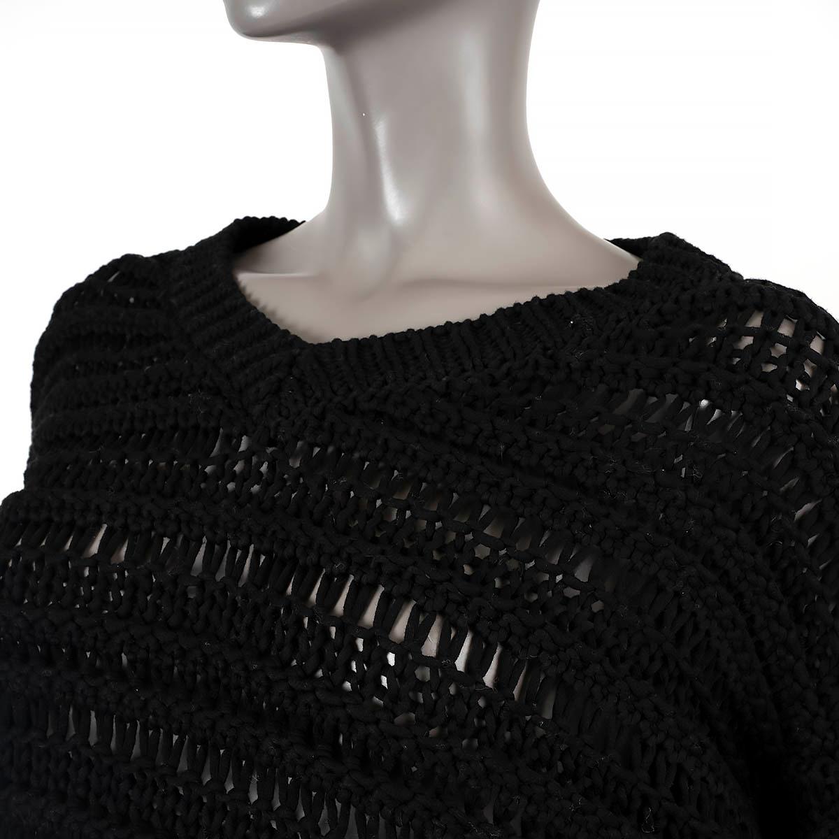BRUNELLO CUCINELLI black cotton CHUNKY CROCHET KNIT Sweater S For Sale 3