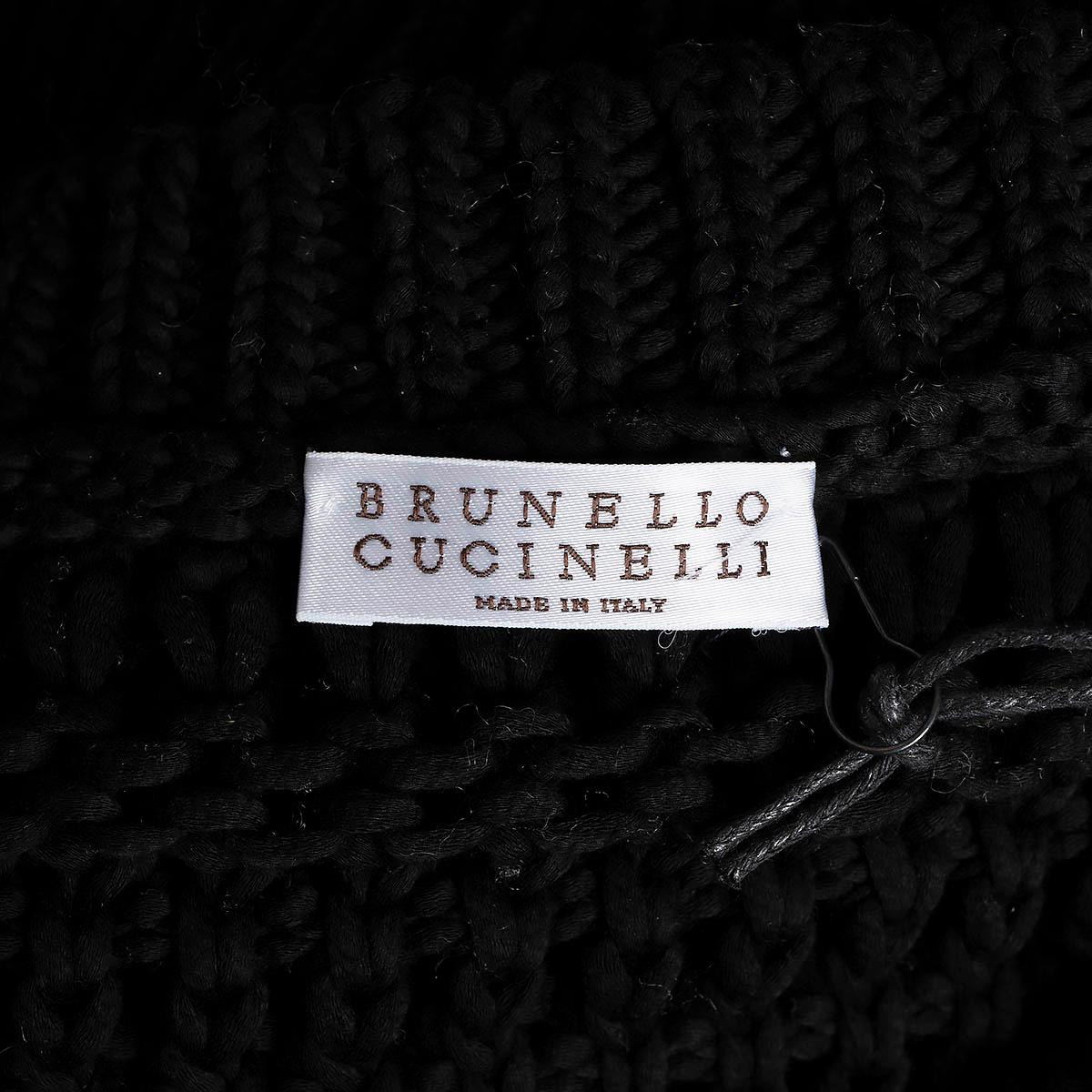 BRUNELLO CUCINELLI black cotton CHUNKY CROCHET KNIT Sweater S For Sale 4